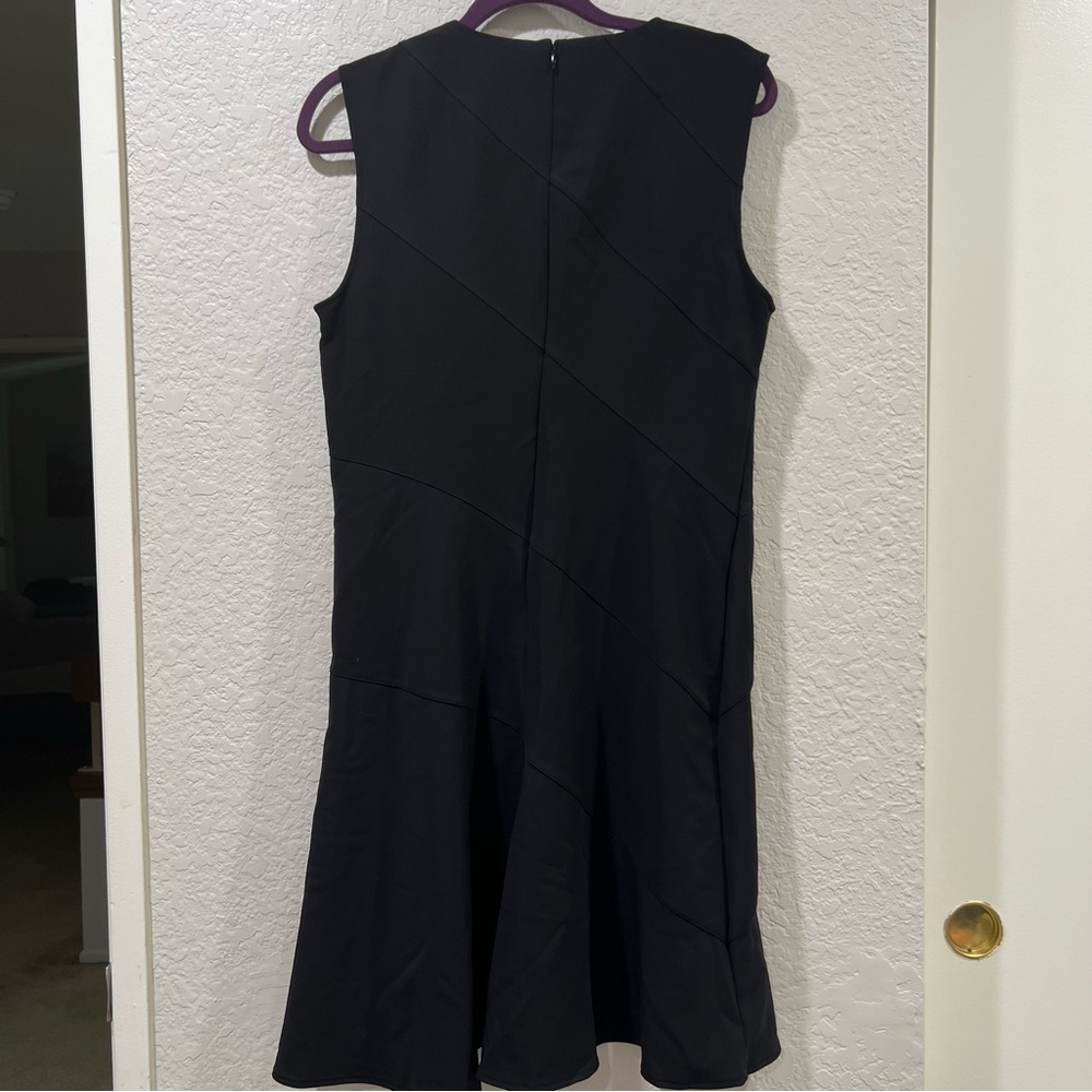 THEORY Black Precision Ponte Diagonal Drape Sheath Dress Size 10 - Picture 5 of 11